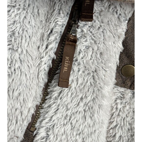 Kuhl Flight Women's S Fleece Pullover Jacket Stowaway Hood Stone - Picture 5 of 12